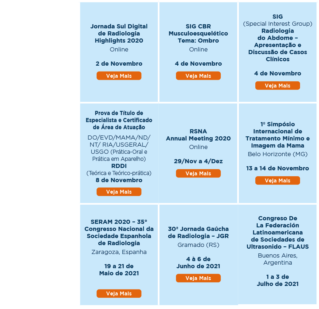 ,Jornada Sul Digital de Radiologia Highlights 2020 Online 2 de Novembro  ,SIG CBR Musculoesquelético Tema: Ombro Onli   