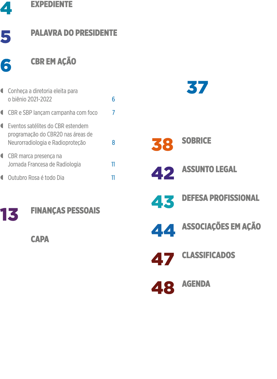 Expediente 4 palavra do presidente 5 CBR em ação 6   Conheça a diretoria eleita para o biênio 2021-2022 6   CBR e SBP   