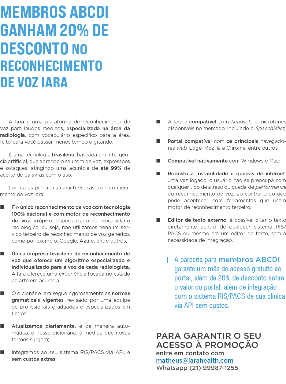 Membros ABCDI ganham 20% de desconto no Reconhecimento de Voz Iara A Iara é uma plataforma de reconhecimento de voz p   