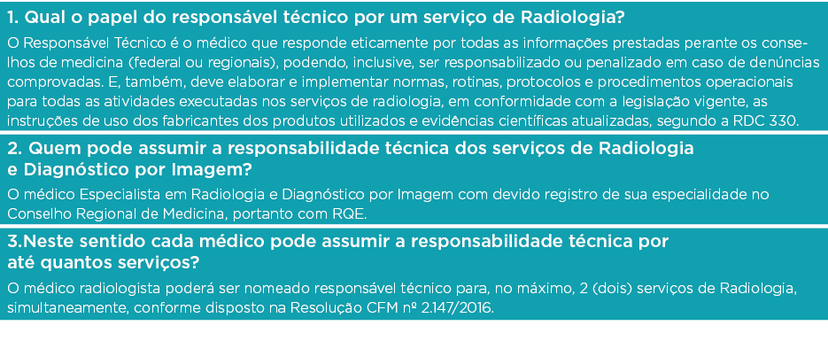 1  Qual o papel do responsável técnico por um serviço de Radiologia  O Responsável Técnico é o médico que responde et   