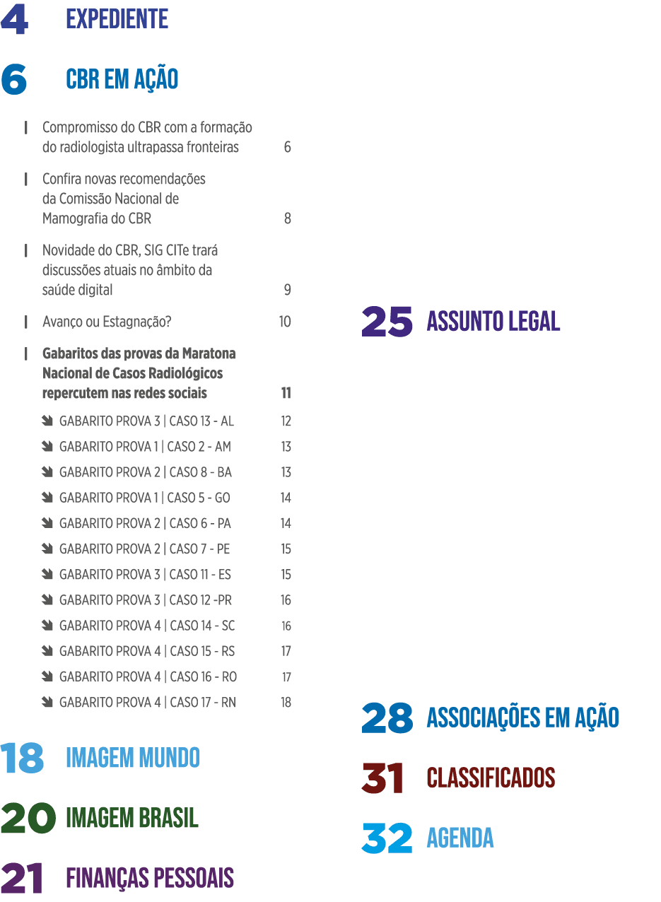 Expediente 4 CBR em ação 6   Compromisso do CBR com a formação do radiologista ultrapassa fronteiras 6   Confira nova   