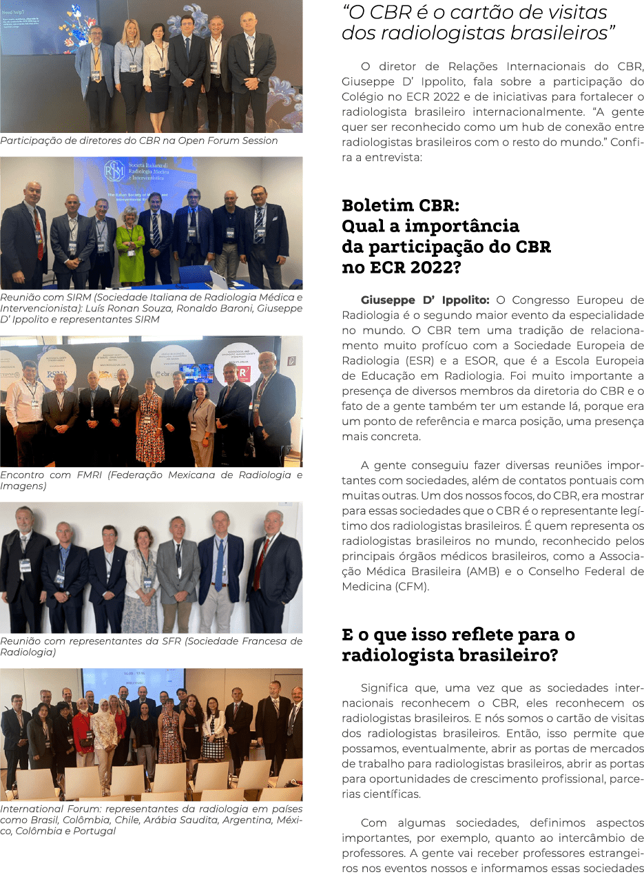  Participação de diretores do CBR na Open Forum Session  Reunião com SIRM (Sociedade Italiana de Radiologia Médica e    