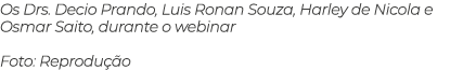 Os Drs. Decio Prando, Luis Ronan Souza, Harley de Nicola e Osmar Saito, durante o webinar Foto: Reprodu o