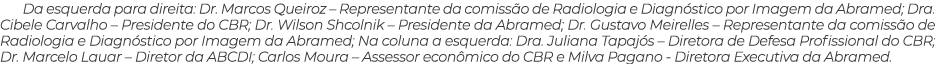 Da esquerda para direita: Dr  Marcos Queiroz   Representante da comissão de Radiologia e Diagnóstico por Imagem da Ab   