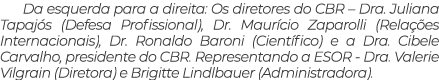 Da esquerda para a direita: Os diretores do CBR   Dra  Juliana Tapajós (Defesa Profissional), Dr  Maurício Zaparolli    