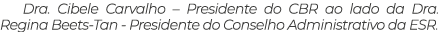 Dra  Cibele Carvalho   Presidente do CBR ao lado da Dra  Regina Beets-Tan - Presidente do Conselho Administrativo da    