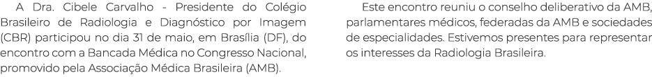 A Dra  Cibele Carvalho - Presidente do Colégio Brasileiro de Radiologia e Diagnóstico por Imagem (CBR) participou no    