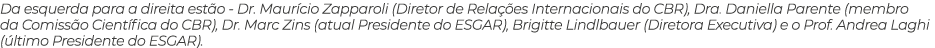 Da esquerda para a direita estão - Dr  Maurício Zapparoli (Diretor de Relações Internacionais do CBR), Dra  Daniella    