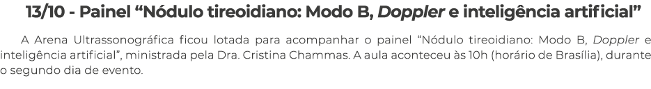 13 10 - Painel  Nódulo tireoidiano: Modo B, Doppler e inteligência artificial  A Arena Ultrassonográfica ficou lotada   