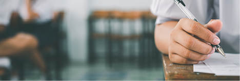 The students were doing the exams inside the classroom with stress Assessment examination of high school students