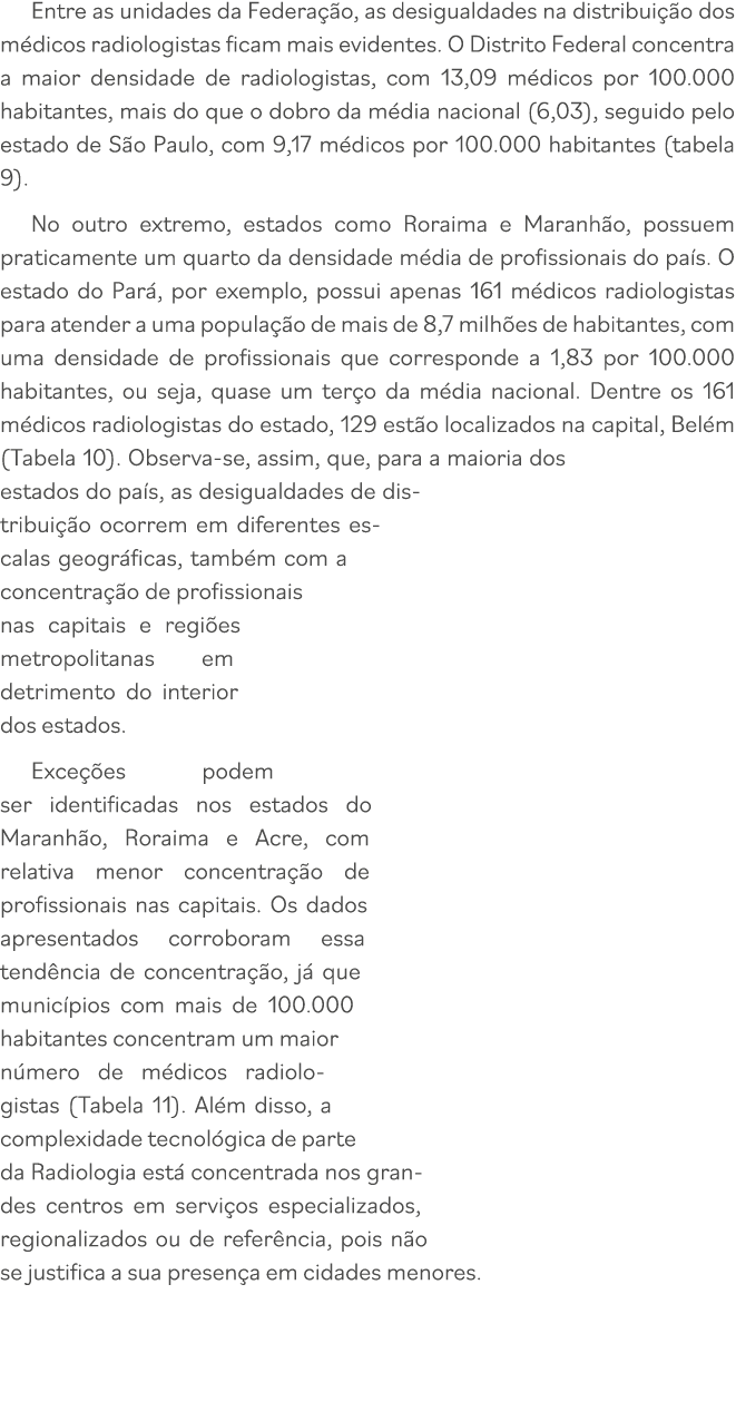 Entre as unidades da Federação, as desigualdades na distribuição dos médicos radiologistas ficam mais evidentes  O Di   