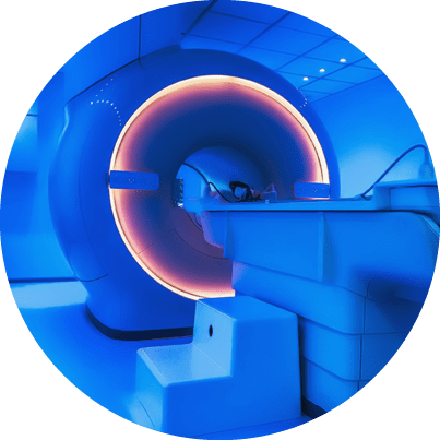 MRI - Magnetic resonance tomography imaging scan device in blue color 