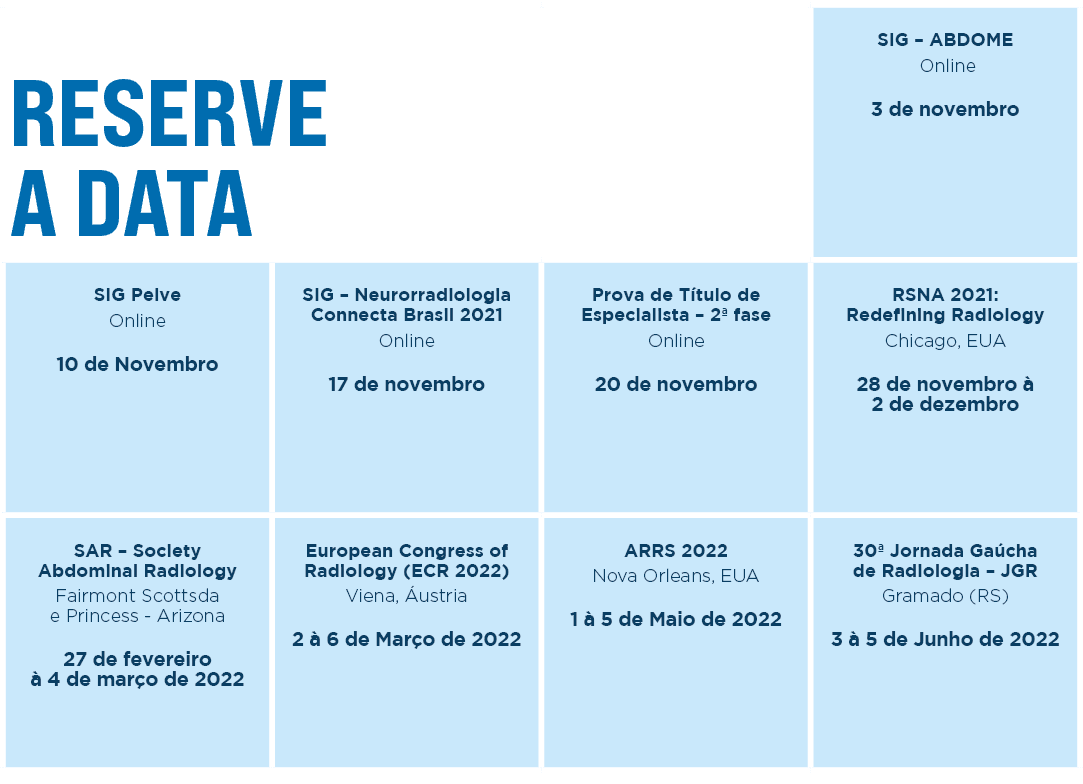 RESERVE A DATA,,SIG   ABDOME Online 3 de novembro  ,SIG Pelve Online 10 de Novembro  ,SIG   Neurorradiologia Connecta   