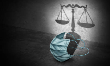 Medical Equipment Laws and mandatory face mask law and by-law for wearing masks as a regulation for public safety as a medical or hospital legal issues with 3D illustration elements.