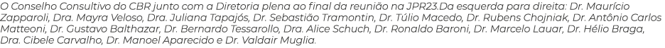 O Conselho Consultivo do CBR junto com a Diretoria plena ao final da reuni o na JPR23.Da esquerda para direita: Dr. M...