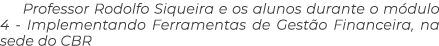 Professor Rodolfo Siqueira e os alunos durante o m dulo 4 Implementando Ferramentas de Gest o Financeira, na sede do CBR