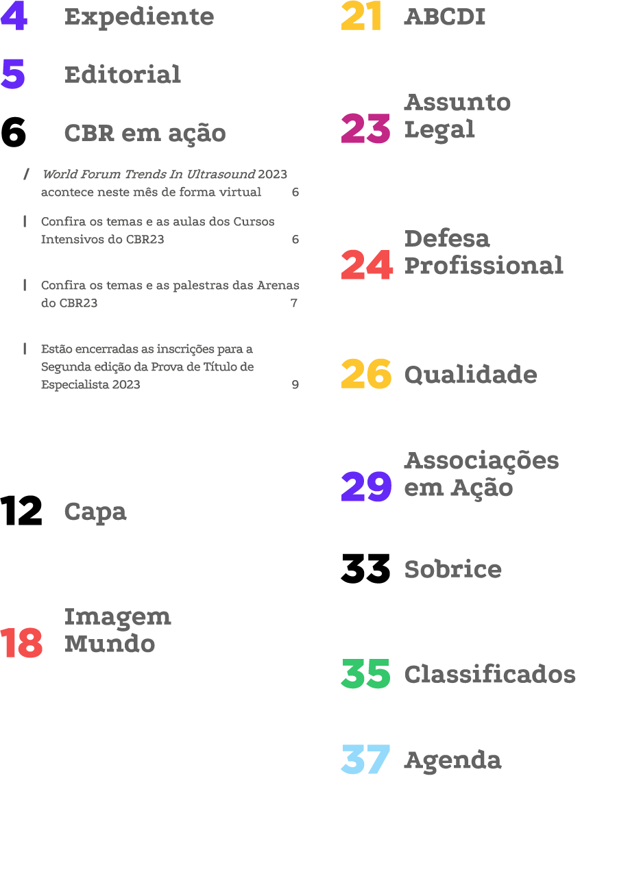 Expediente 4 Editorial 5 CBR em a o 6 | World Forum Trends In Ultrasound 2023 acontece neste m s de forma virtual 6 ...