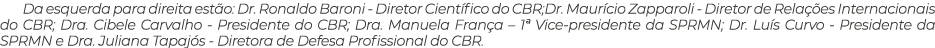 Da esquerda para direita est o: Dr. Ronaldo Baroni Diretor Cient fico do CBR;Dr. Maur cio Zapparoli Diretor de Rela ...