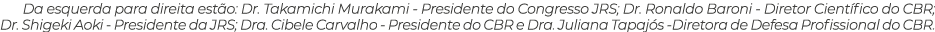 Da esquerda para direita est o: Dr. Takamichi Murakami Presidente do Congresso JRS; Dr. Ronaldo Baroni Diretor Cient ...