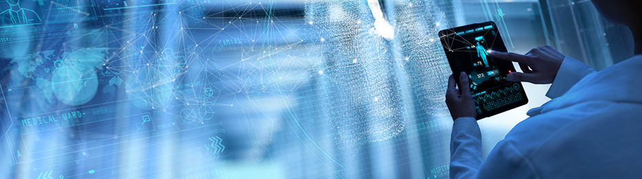 Medical technology diagnostics concept.Medicine doctor and stethoscope working with Human lungs on a digital tabblet and Ui virtual screen for treatment.