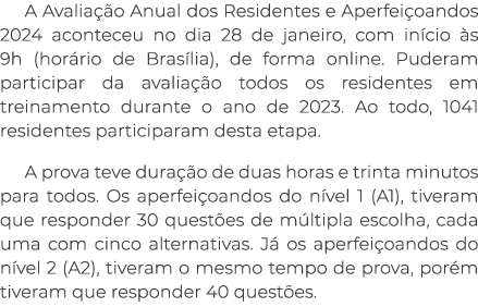 A Avalia o Anual dos Residentes e Aperfei oandos 2024 aconteceu no dia 28 de janeiro, com in cio  s 9h (hor rio de B...