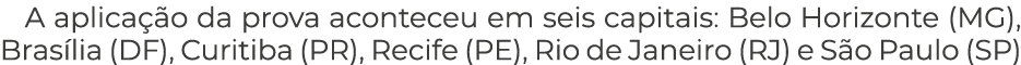 A aplica o da prova aconteceu em seis capitais: Belo Horizonte (MG), Bras lia (DF), Curitiba (PR), Recife (PE), Rio ...
