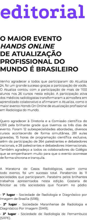 editorial O MAIOR EVENTO HANDS ONLINE DE ATUALIZA  O PROFISSIONAL DO MUNDO   BRASILEIRO Venho agradecer a todos que ...