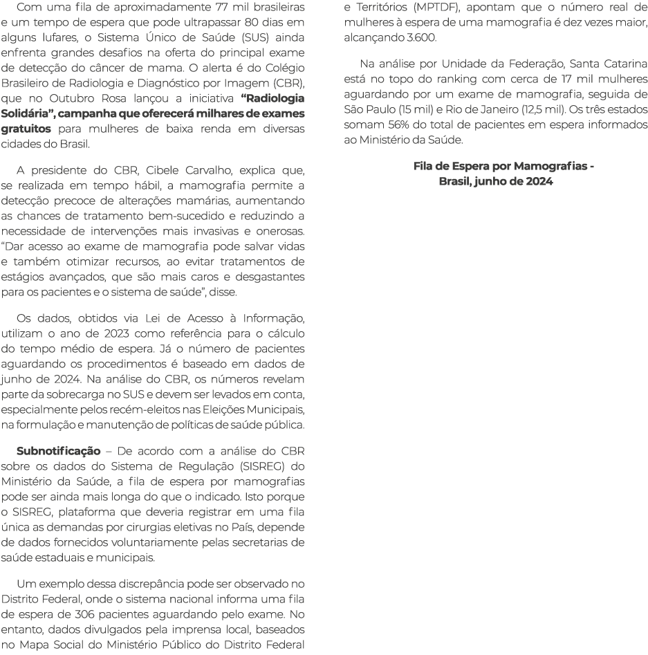 Com uma fila de aproximadamente 77 mil brasileiras e um tempo de espera que pode ultrapassar 80 dias em alguns lufare...