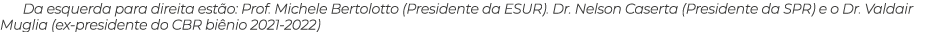 Da esquerda para direita est o: Prof. Michele Bertolotto (Presidente da ESUR). Dr. Nelson Caserta (Presidente da SPR)...