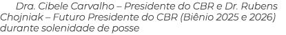 Dra. Cibele Carvalho – Presidente do CBR e Dr. Rubens Chojniak – Futuro Presidente do CBR (Bi nio 2025 e 2026) durant...