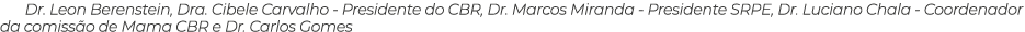 Dr. Leon Berenstein, Dra. Cibele Carvalho Presidente do CBR, Dr. Marcos Miranda Presidente SRPE, Dr. Luciano Chala Co...