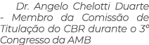Dr. Angelo Chelotti Duarte Membro da Comiss o de Titula o do CBR durante o 3º Congresso da AMB 