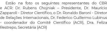 Est o na foto os seguintes representantes do CBR e ACR: Dr. Rubens Chojniak – Presidente, Dr. Maur cio Zapparoli Dire...