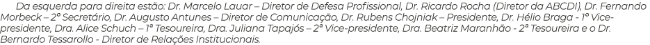 Da esquerda para direita est o: Dr. Marcelo Lauar – Diretor de Defesa Profissional, Dr. Ricardo Rocha (Diretor da ABC...