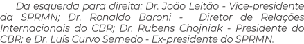 Da esquerda para direita: Dr. Jo o Leit o Vice presidente da SPRMN; Dr. Ronaldo Baroni Diretor de Rela es Internacio...
