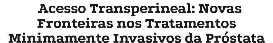 Acesso Transperineal: Novas Fronteiras nos Tratamentos Minimamente Invasivos da Pr stata