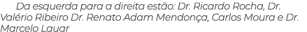 Da esquerda para a direita est o: Dr. Ricardo Rocha, Dr. Val rio Ribeiro Dr. Renato Adam Mendon a, Carlos Moura e Dr....