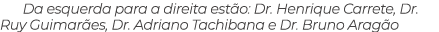 Da esquerda para a direita est o: Dr. Henrique Carrete, Dr. Ruy Guimar es, Dr. Adriano Tachibana e Dr. Bruno Arag o