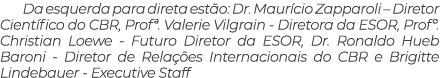 Da esquerda para direta est o: Dr. Maur cio Zapparoli – Diretor Cient fico do CBR, Profª. Valerie Vilgrain Diretora d...
