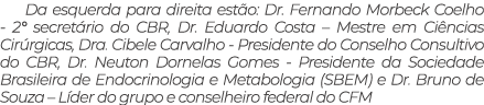 Da esquerda para direita est o: Dr. Fernando Morbeck Coelho 2° secret rio do CBR, Dr. Eduardo Costa – Mestre em Ci nc...