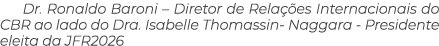 Dr. Ronaldo Baroni – Diretor de Rela es Internacionais do CBR ao lado do Dra. Isabelle Thomassin Naggara Presidente ...
