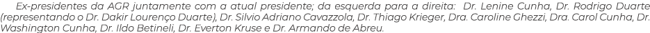 Ex presidentes da AGR juntamente com a atual presidente; da esquerda para a direita: Dr. Lenine Cunha, Dr. Rodrigo Du...