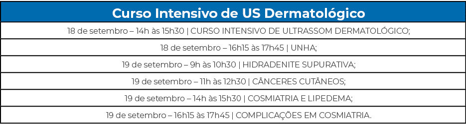 Curso Intensivo de US Dermatol gico,18 de setembro – 14h s 15h30 | CURSO INTENSIVO DE ULTRASSOM DERMATOL GICO;,18 de...