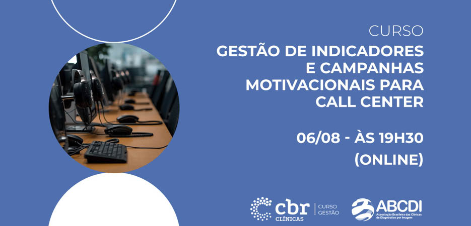Curso online sobre gest o de indicadores e campanhas motivacionais para call center com data e hor rio destacados. Descri  o gerada por IA