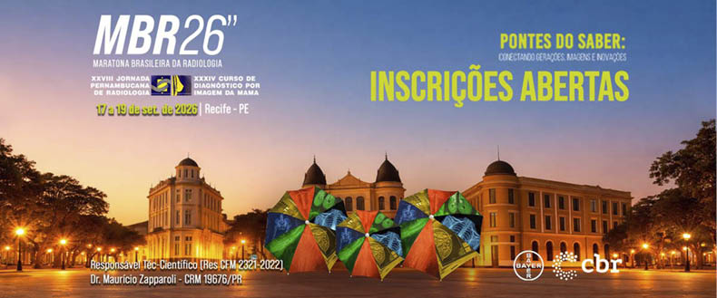 Cartaz colorido anuncia inscri es abertas para o MBR26 com fundo de c u ao entardecer e pr dio hist rico iluminado ao fundo, decorado com guarda-chuvas coloridos.  Descri  o gerada por IA